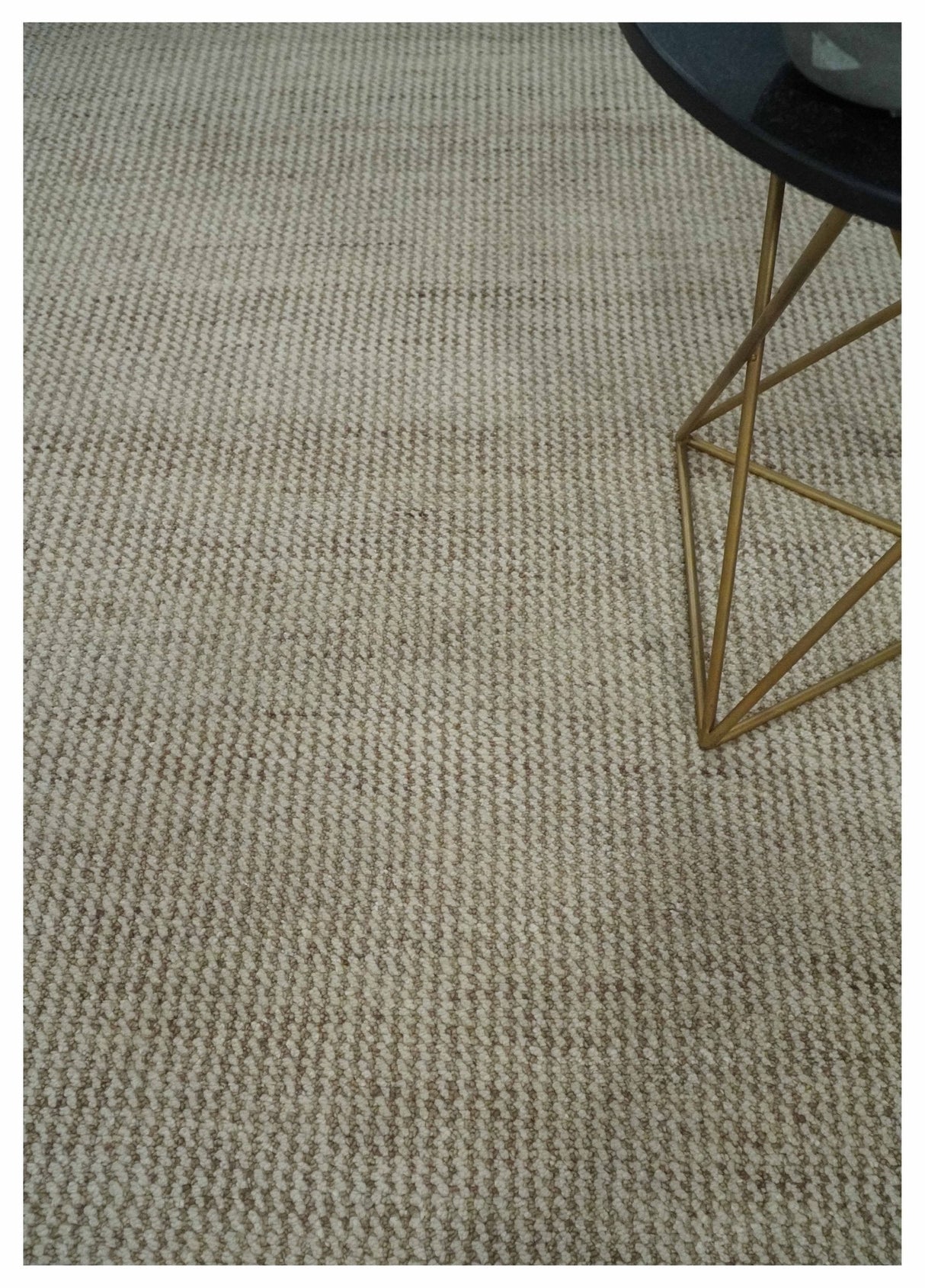 Custom Made Contemporary Brown and Ivory Hand Knotted Rug Area Rug