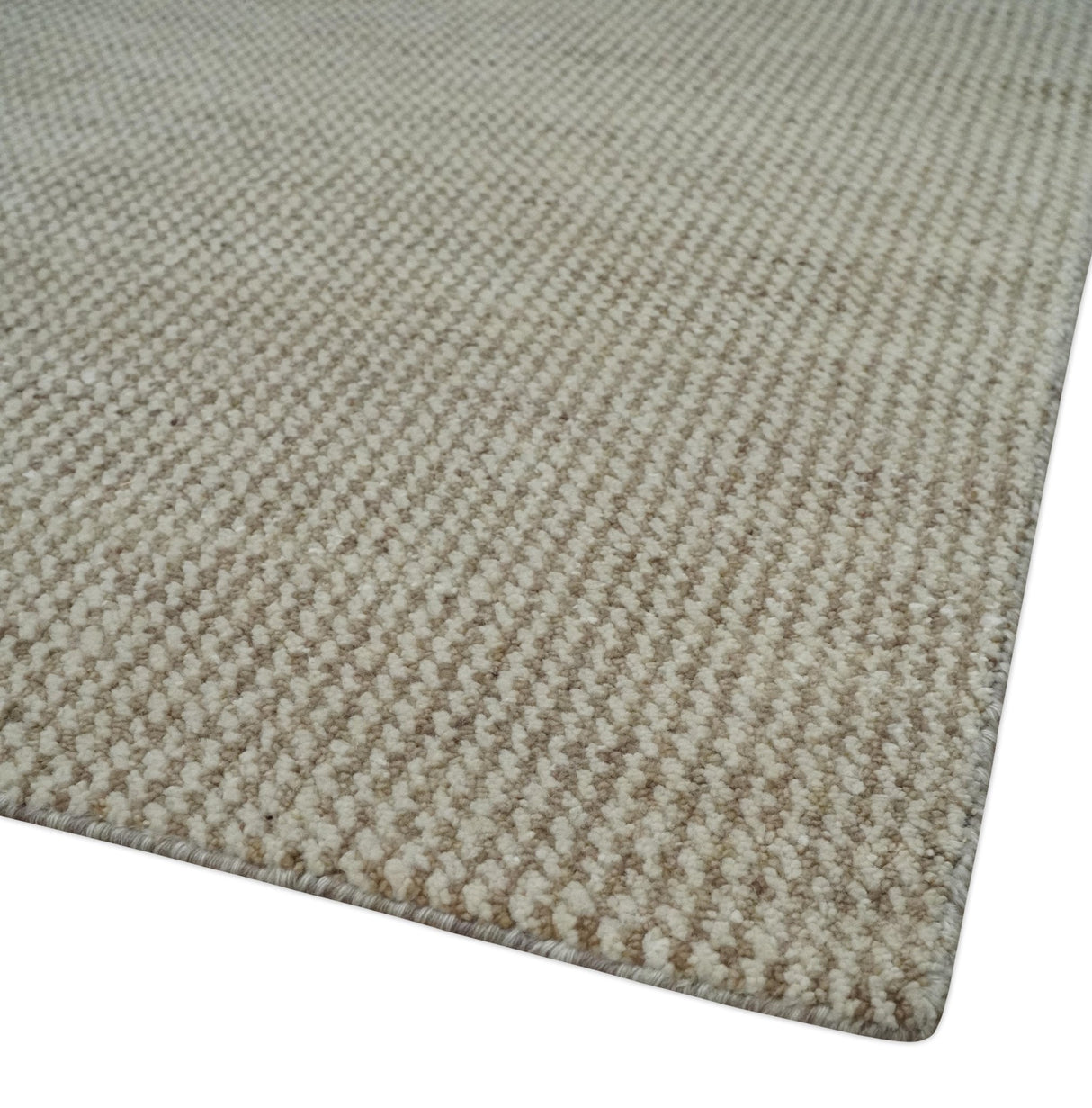 Custom Made Contemporary Brown and Ivory Hand Knotted Rug Area Rug