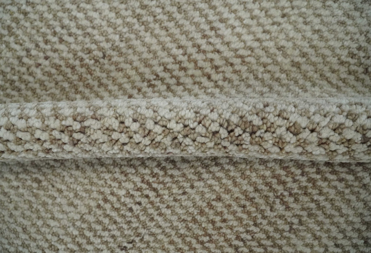 Custom Made Contemporary Brown and Ivory Hand Knotted Rug Area Rug