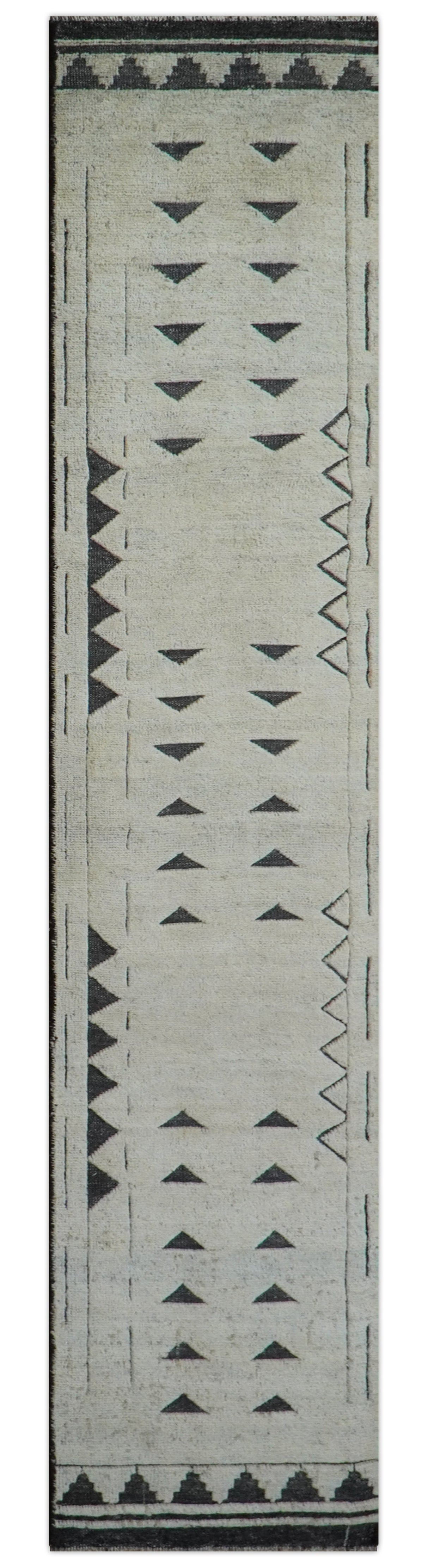 Custom Made Contemporary Design Black And Beige Hand knotted wool Area Rug