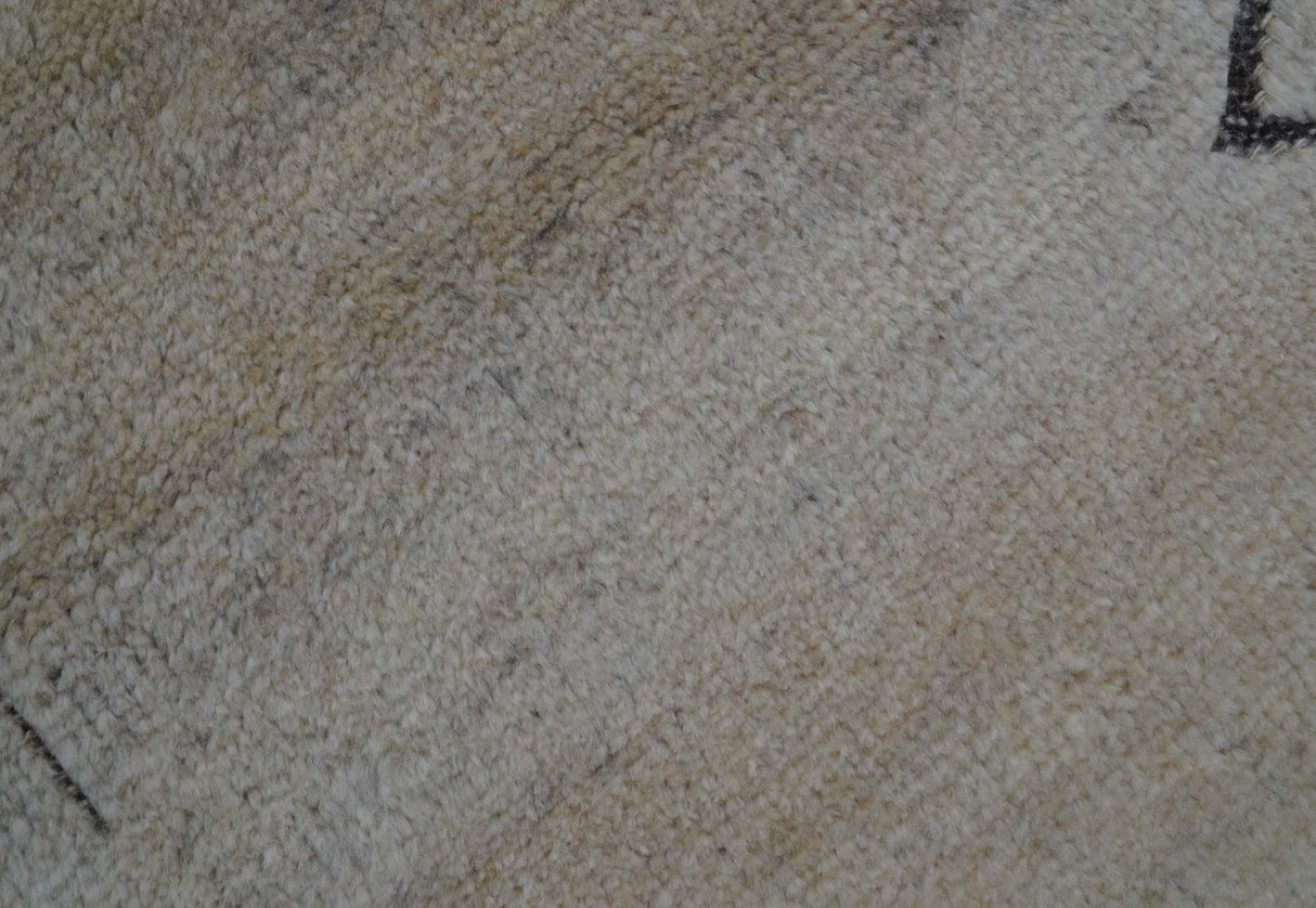 Custom Made Contemporary Design Black And Beige Hand knotted wool Area Rug