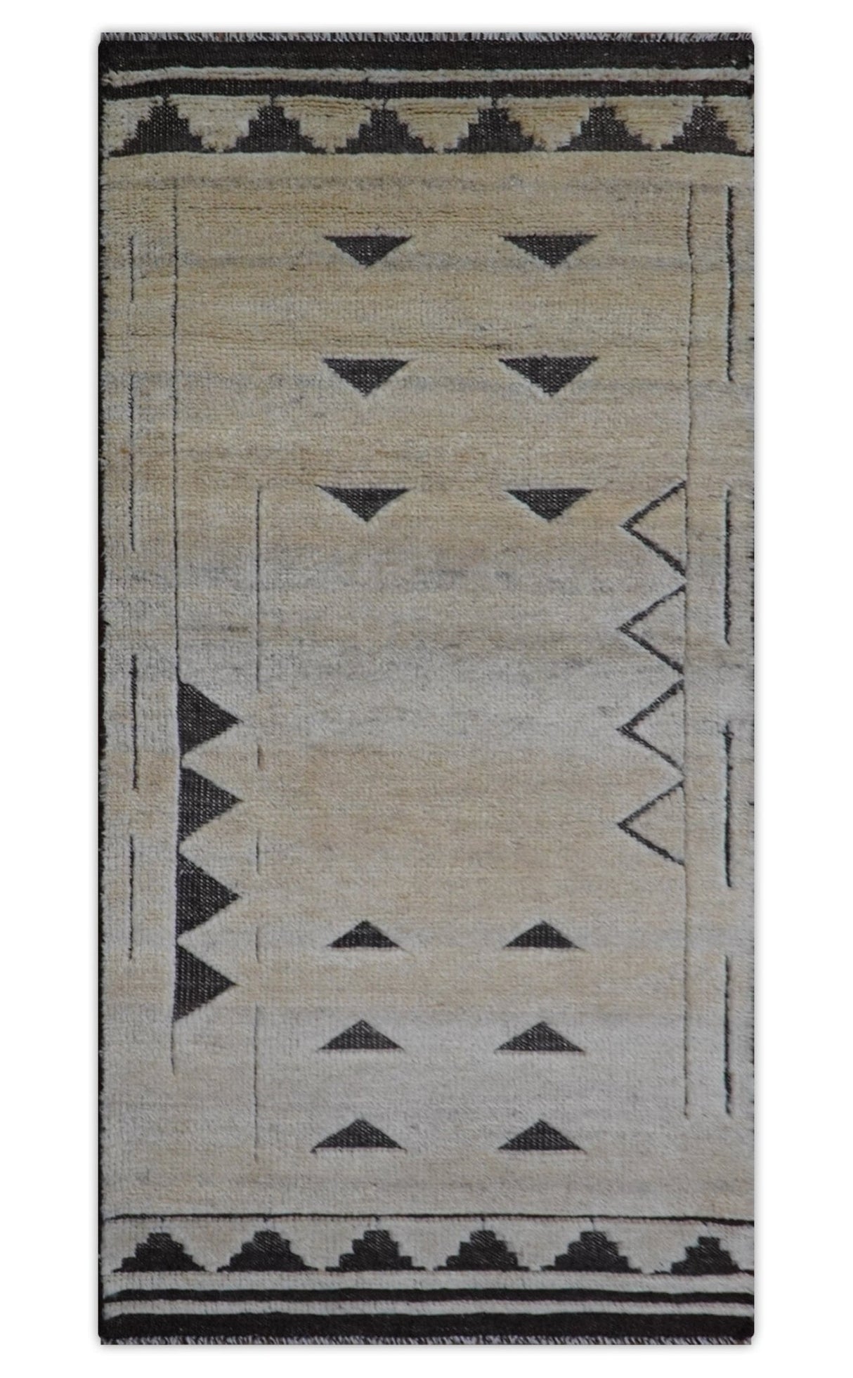 Custom Made Contemporary Design Black And Beige Hand knotted wool Area Rug