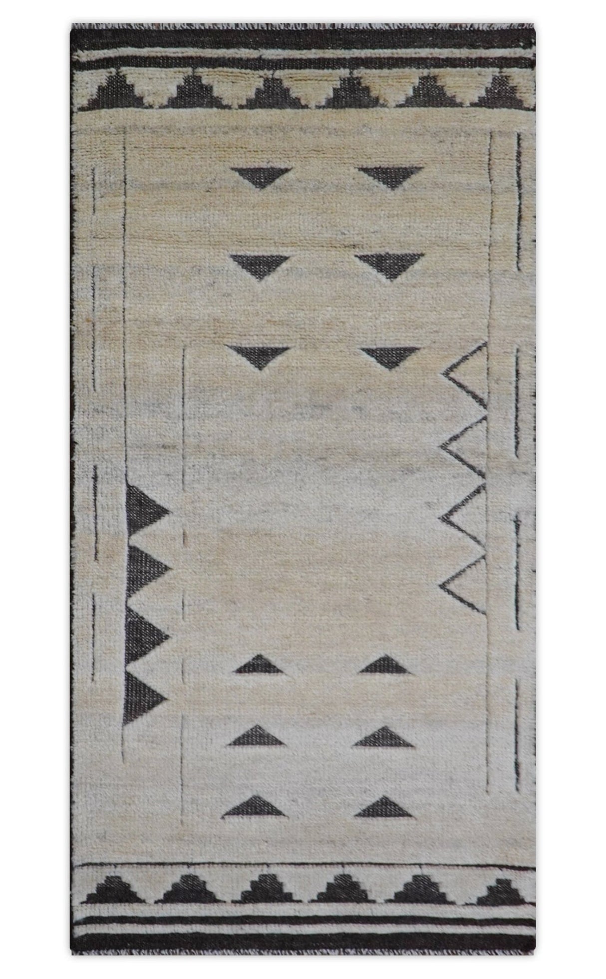 Custom Made Contemporary Design Black And Beige Hand knotted wool Area Rug