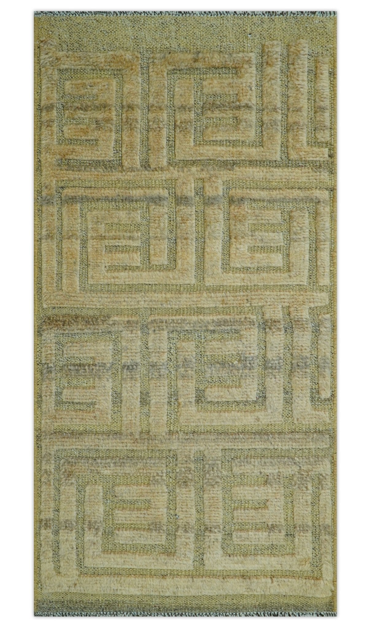 Custom Made Contemporary Design Gray And Wheat Hand knotted wool Area Rug