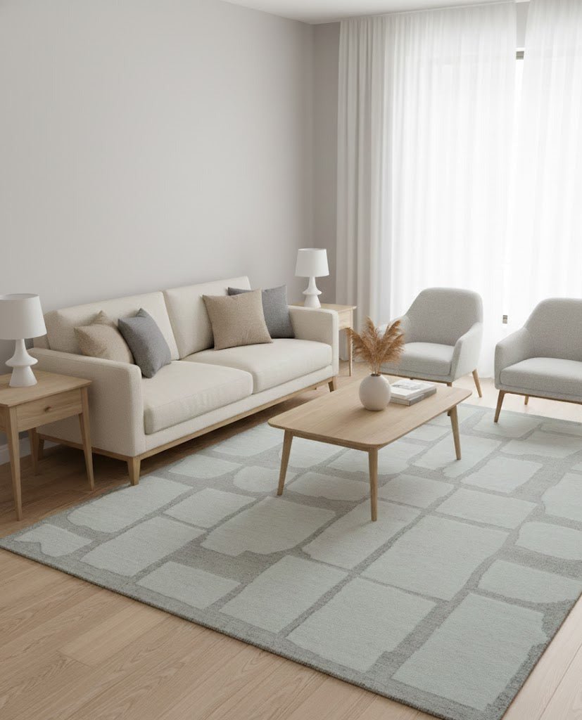 Custom Made Contemporary Gray Hand Knotted Wool Area Rug