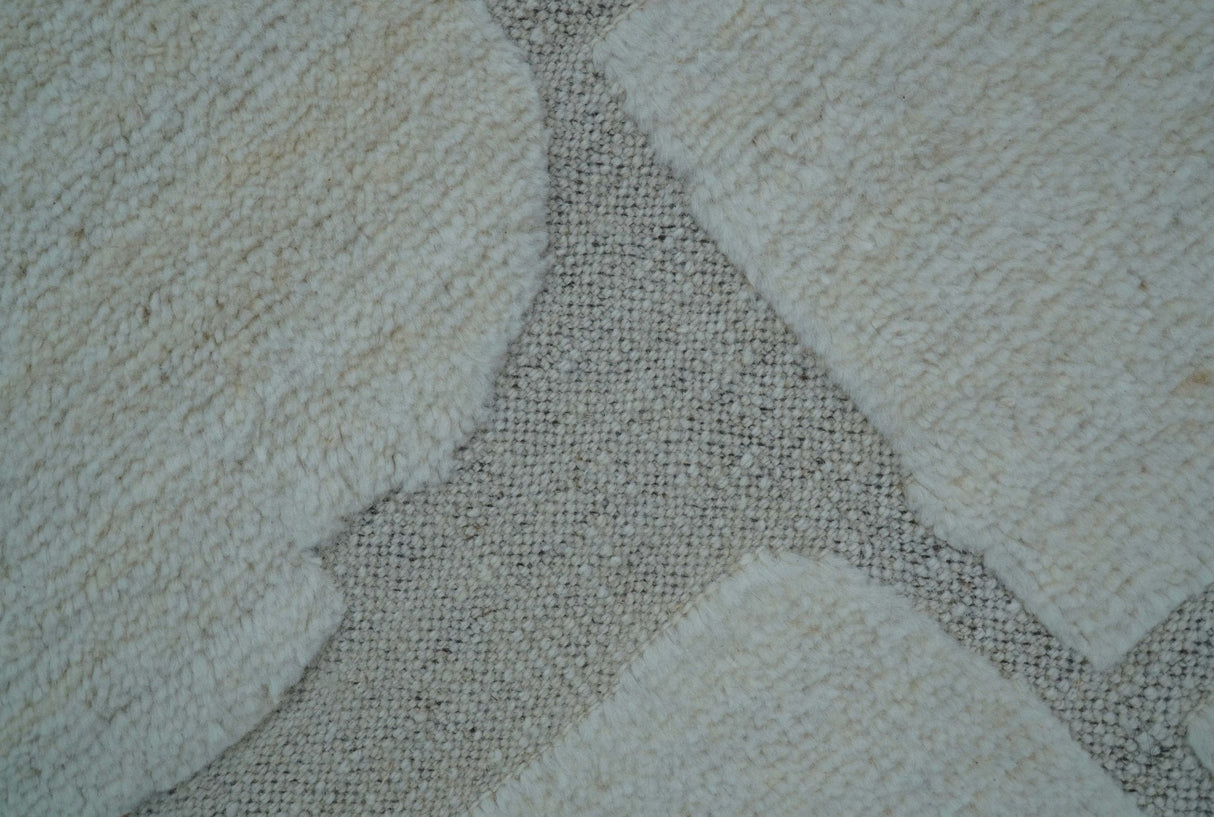 Custom Made Contemporary Gray Hand Knotted Wool Area Rug