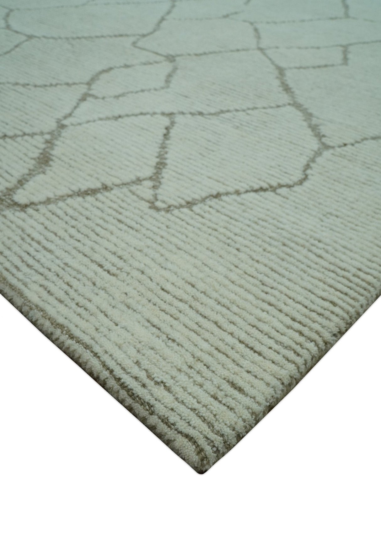 Custom Made Contemporary Pattern Brown And Ivory Hand Tufted Wool Area Rug