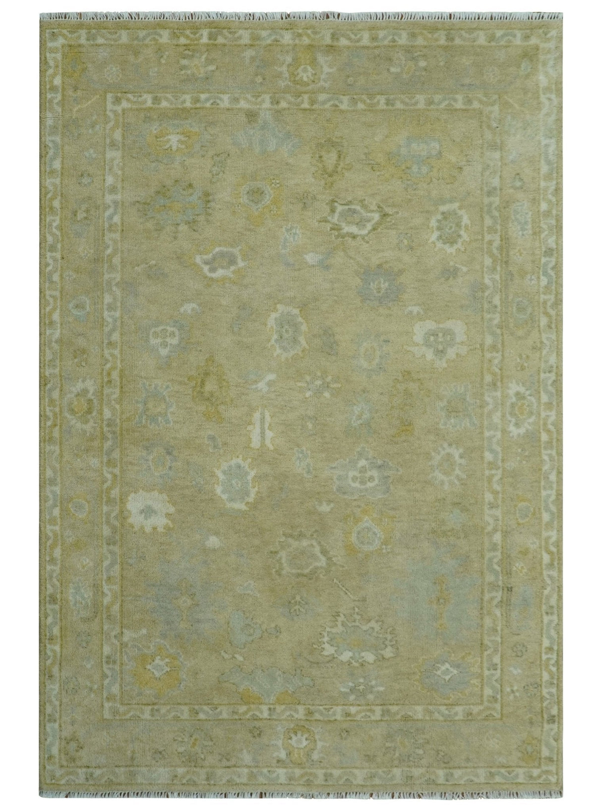Custom Made Earthy Hand Knotted Beige and Ivory Traditional Multi Size Wool Area Rug-Area Rug-Parc Decor