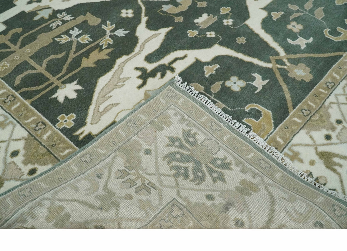 Custom Made Emerald Green Fine Hand knotted Wool Traditional Oushak Area Rug