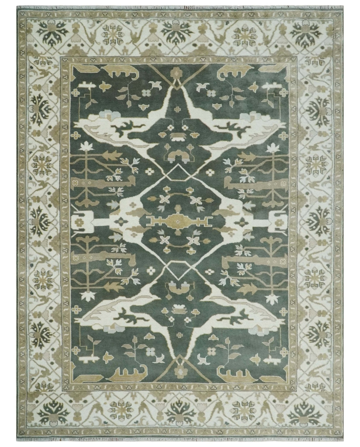 Custom Made Emerald Green Fine Hand knotted Wool Traditional Oushak Area Rug