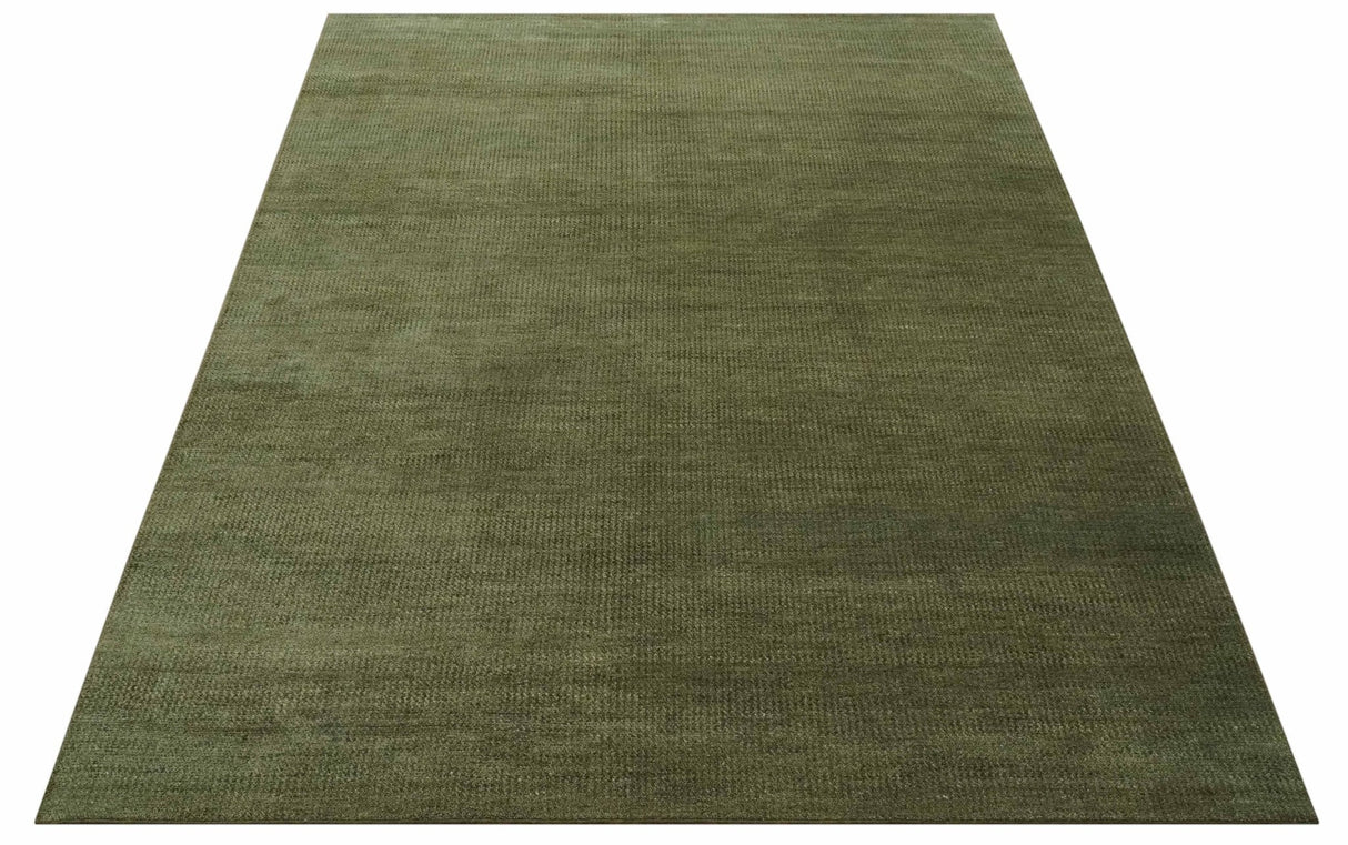 Custom Made Hand Knotted Blue and Brown Stripes Design Contemporary Area Rug