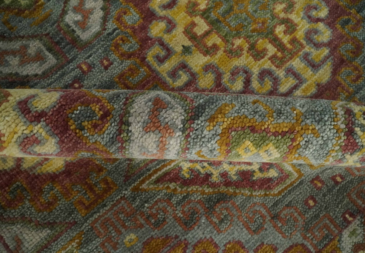 Custom Made Hand Knotted Gold and Gray Multi Size Oriental Traditional Wool Area Rug