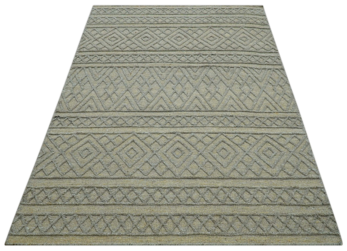 Custom Made Hand Knotted Modern Contemporary Gray Wool Area Rug