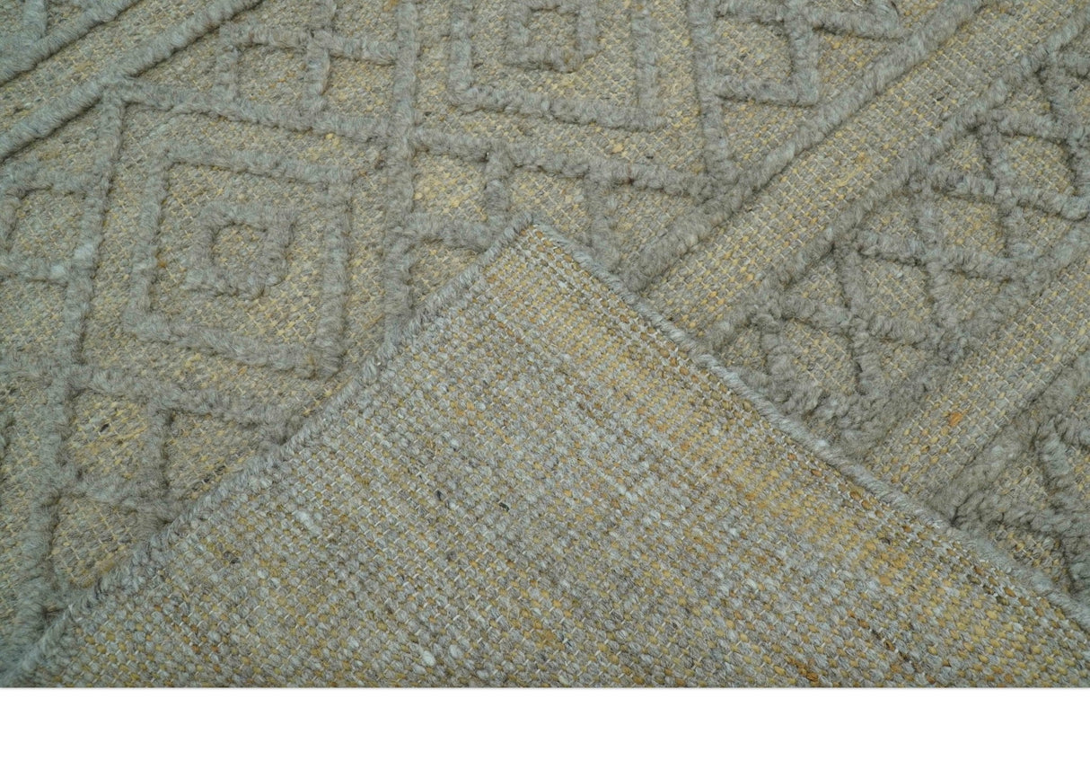 Custom Made Hand Knotted Modern Contemporary Gray Wool Area Rug