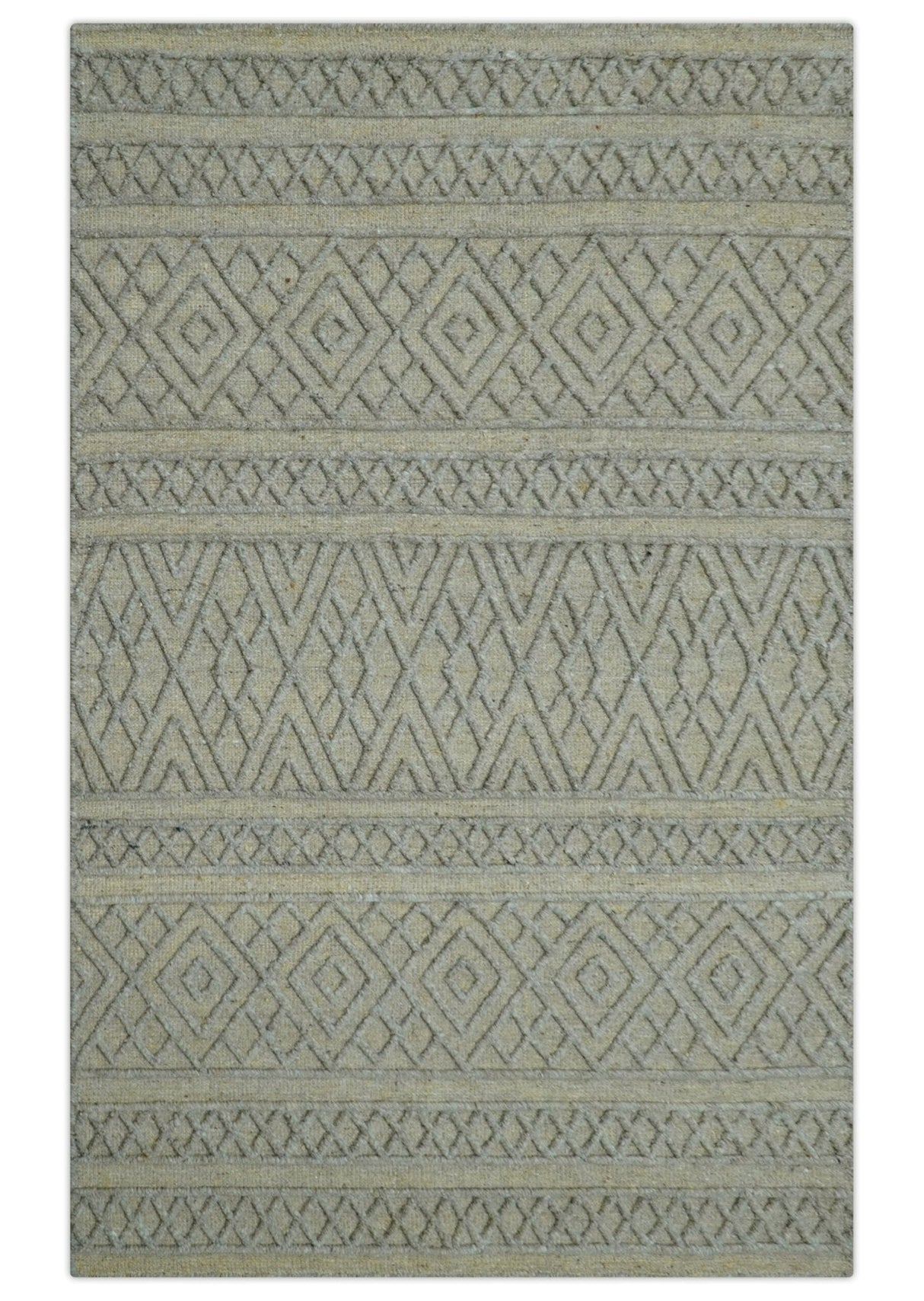 Custom Made Hand Knotted Modern Contemporary Gray Wool Area Rug