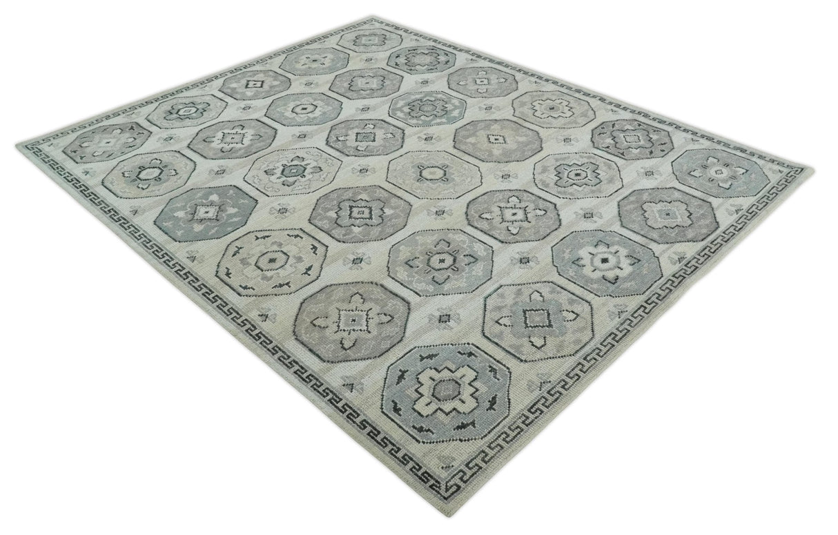 Custom Made Hand Knotted Turkish Beige and Gray Area Wool Rug