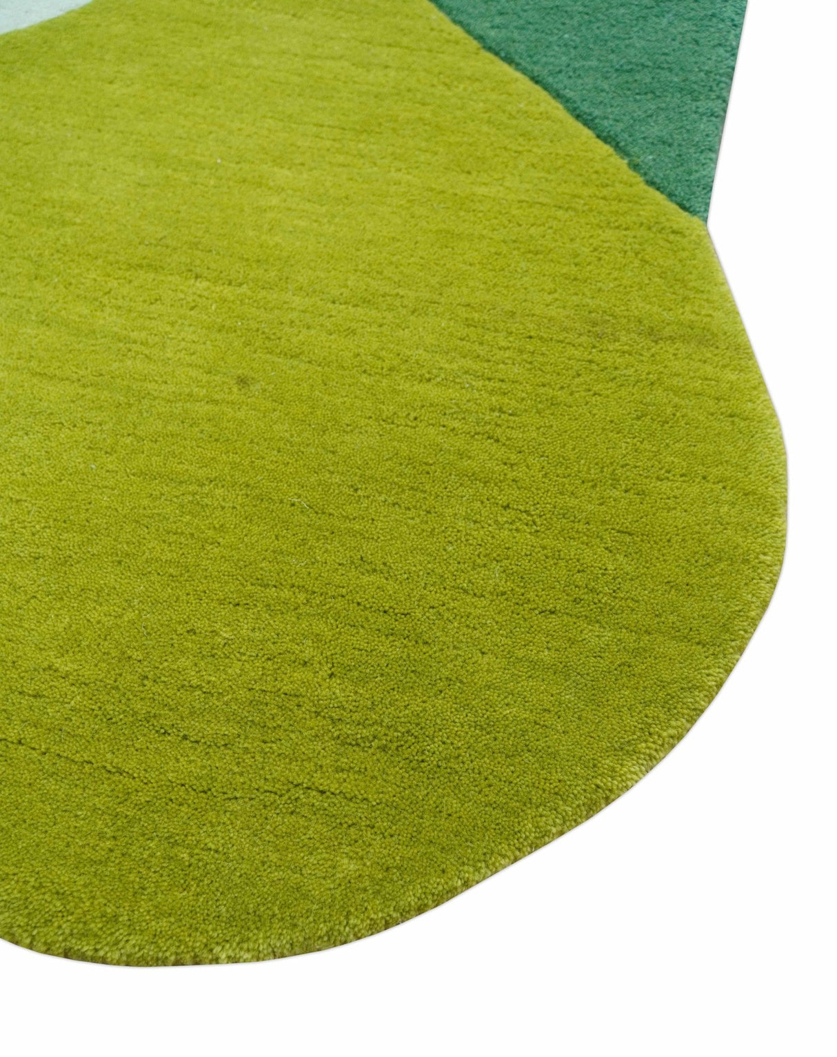 Custom Made Hand Tufted Green Modern Abstract Design Wool shape Rug