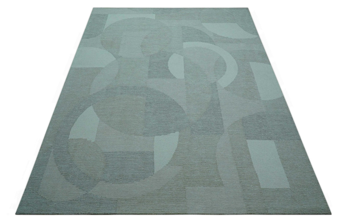 Custom Made Ivory, Gray and Beige Modern Contemporary Hand Tufted wool rug