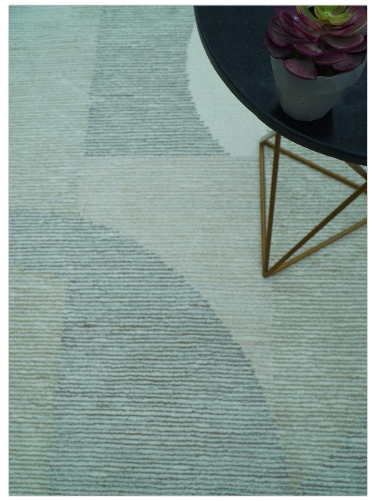 Custom Made Ivory, Gray and Beige Modern Contemporary Hand Tufted wool rug