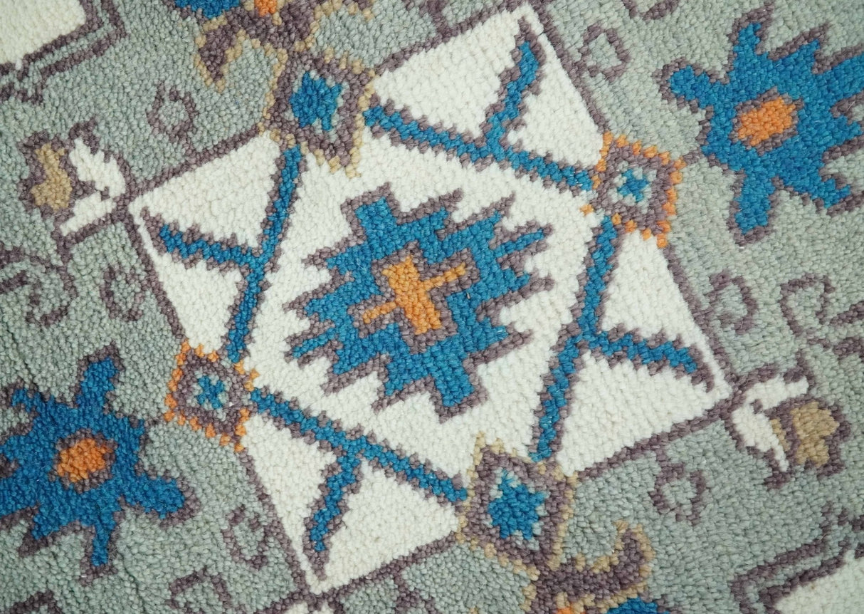 Custom Made Ivory, Gray and Camel Traditional Hand knotted Wool Area Rug