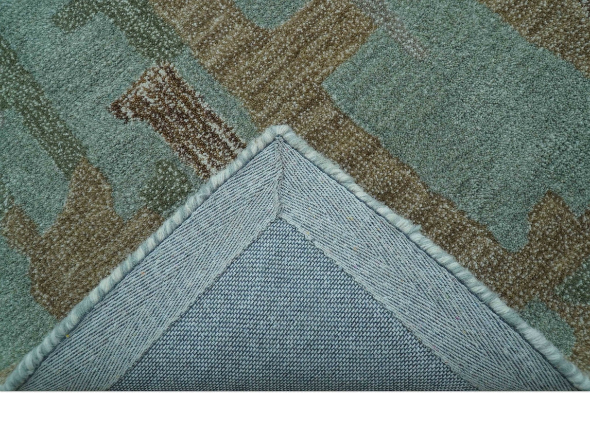Custom Made Modern Abstract Blue Hand Tufted Wool Area Rug