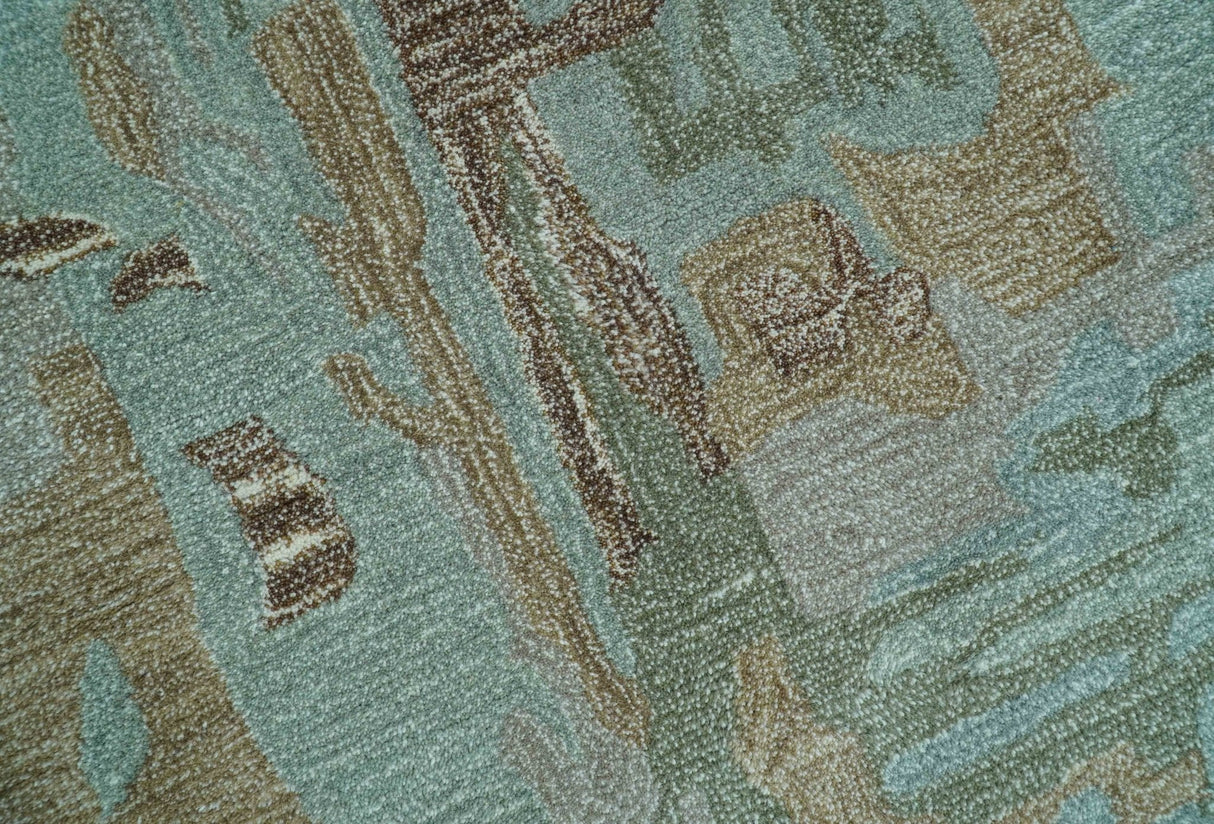 Custom Made Modern Abstract Blue Hand Tufted Wool Area Rug