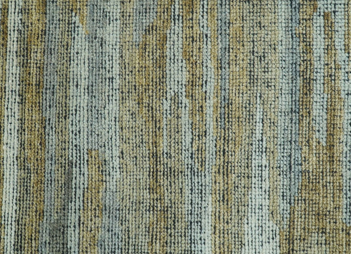 Custom Made Modern Abstract Design Brown And Gray Hand Knotted Wool Area Rug