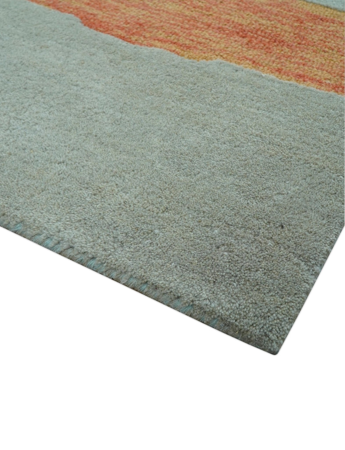 Custom Made Modern Abstract Gray And Blue Hand Tufted Wool Area Rug