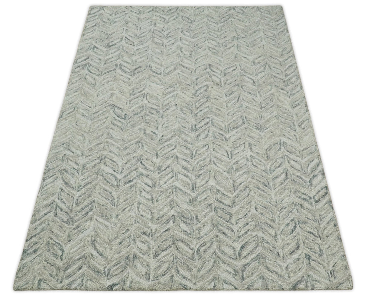 Custom Made Modern Contemporary Beige And Gray Hand Tufted Wool Rug