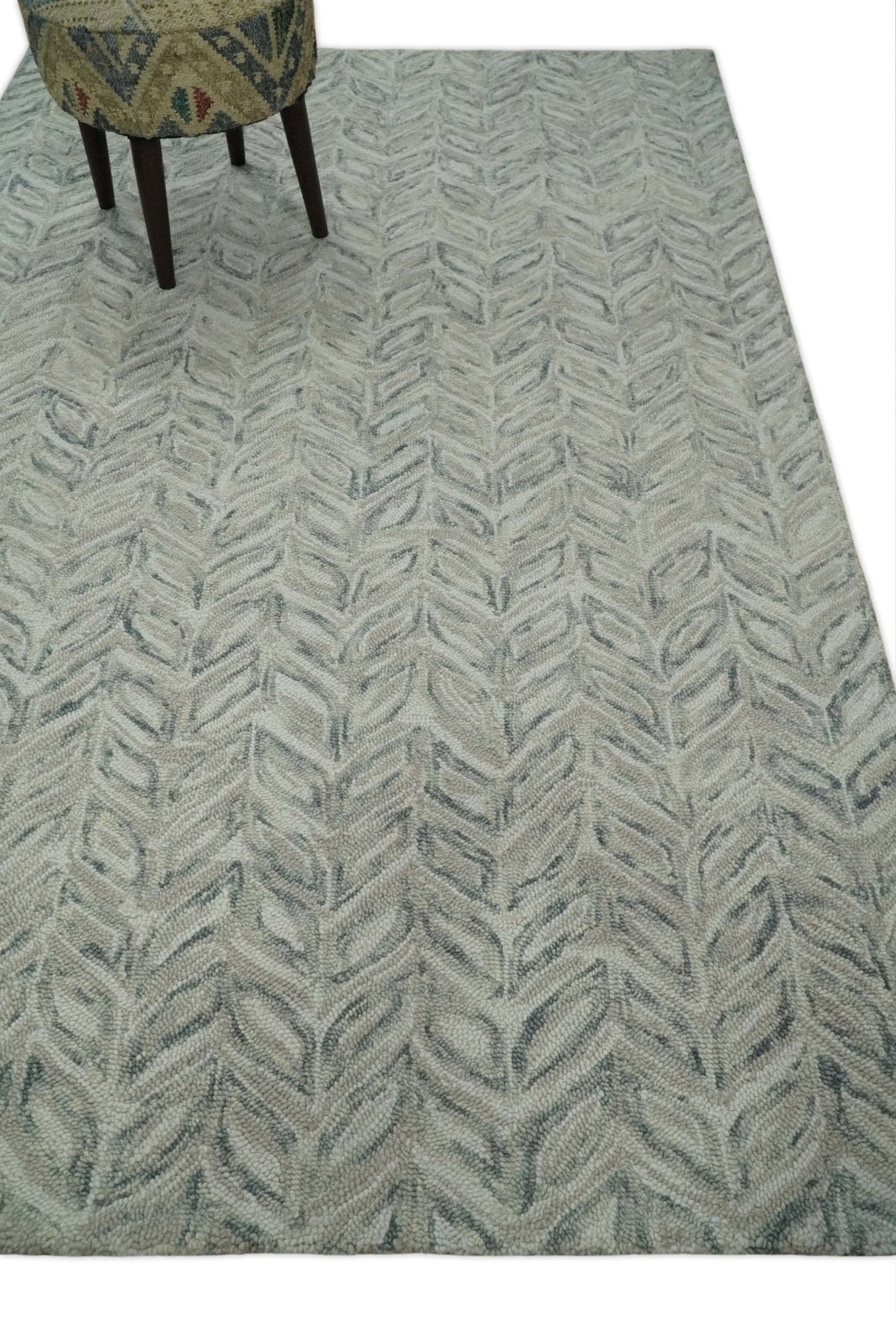 Custom Made Modern Contemporary Beige And Gray Hand Tufted Wool Rug