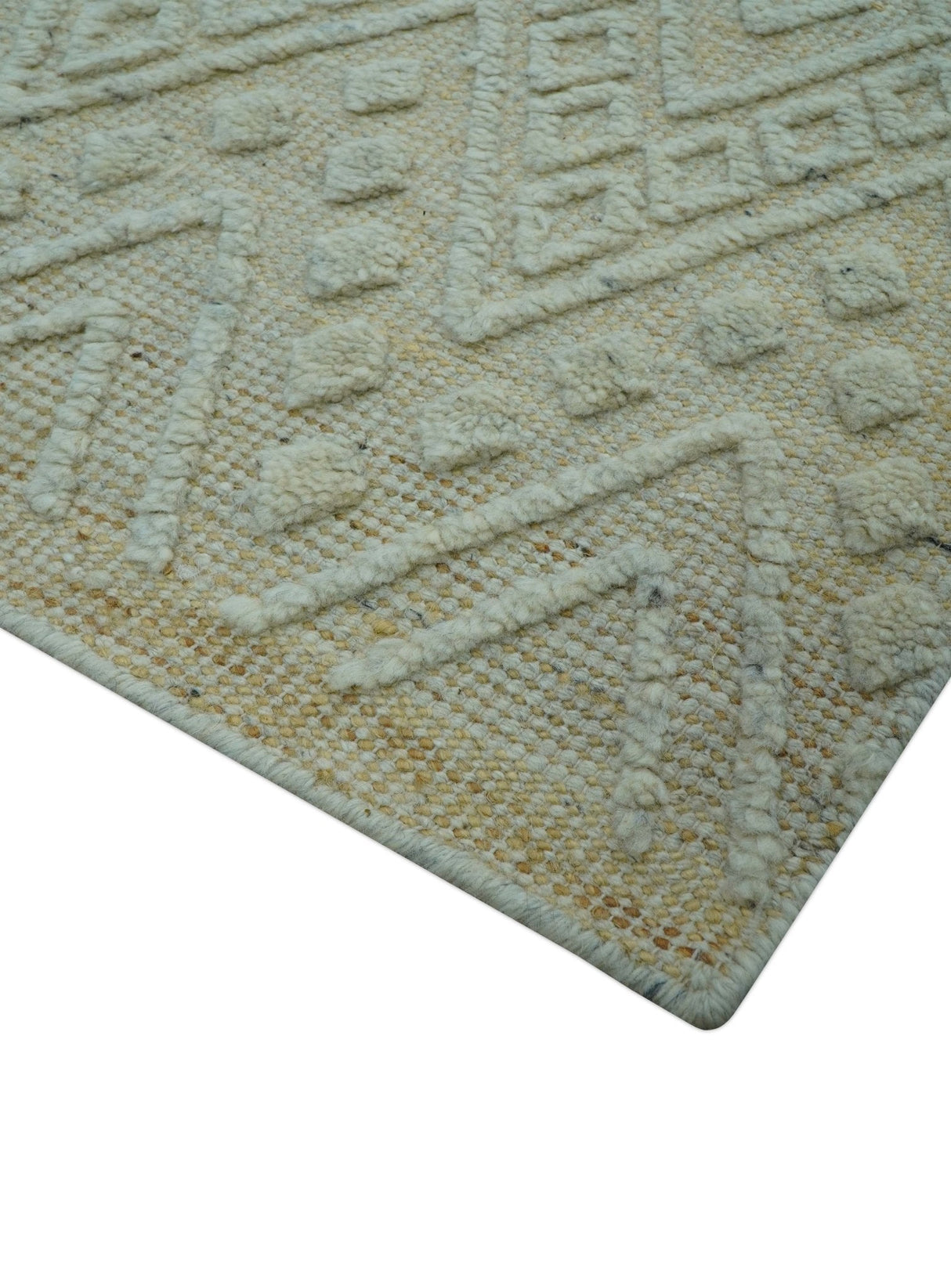 Custom Made Modern Contemporary Beige Hand Knotted Wool Area Rug
