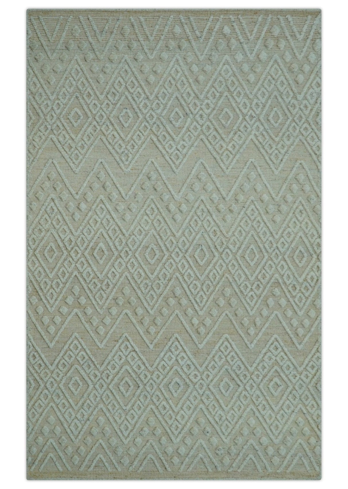 Custom Made Modern Contemporary Beige Hand Knotted Wool Area Rug