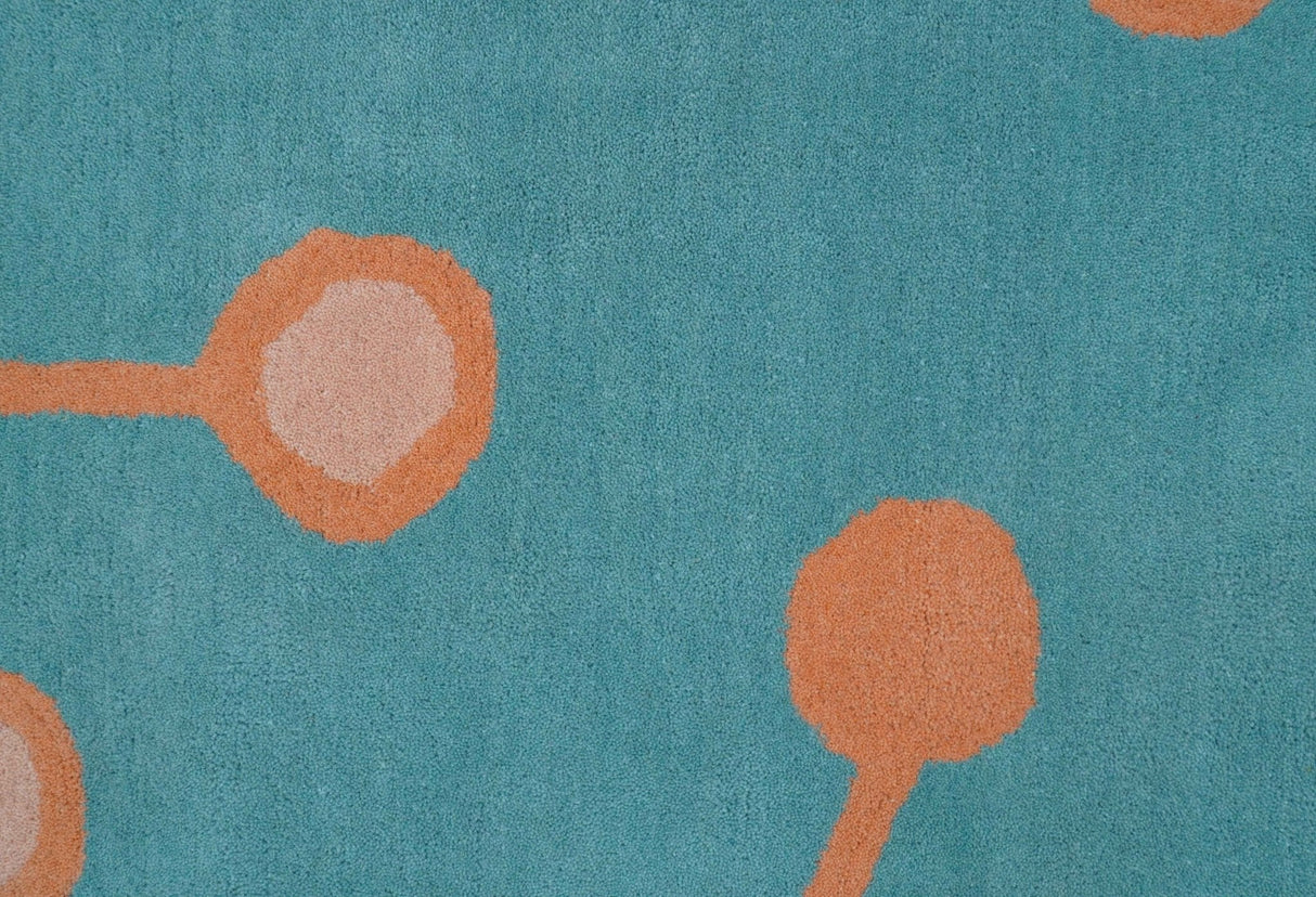 Custom Made Modern Floral Design Blue Hand Tufted Wool Area Rug