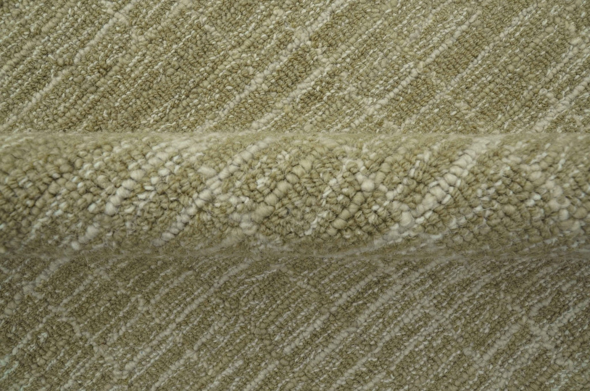Custom Made Modern Geometrical Beige Hand Tufted Wool Area Rug