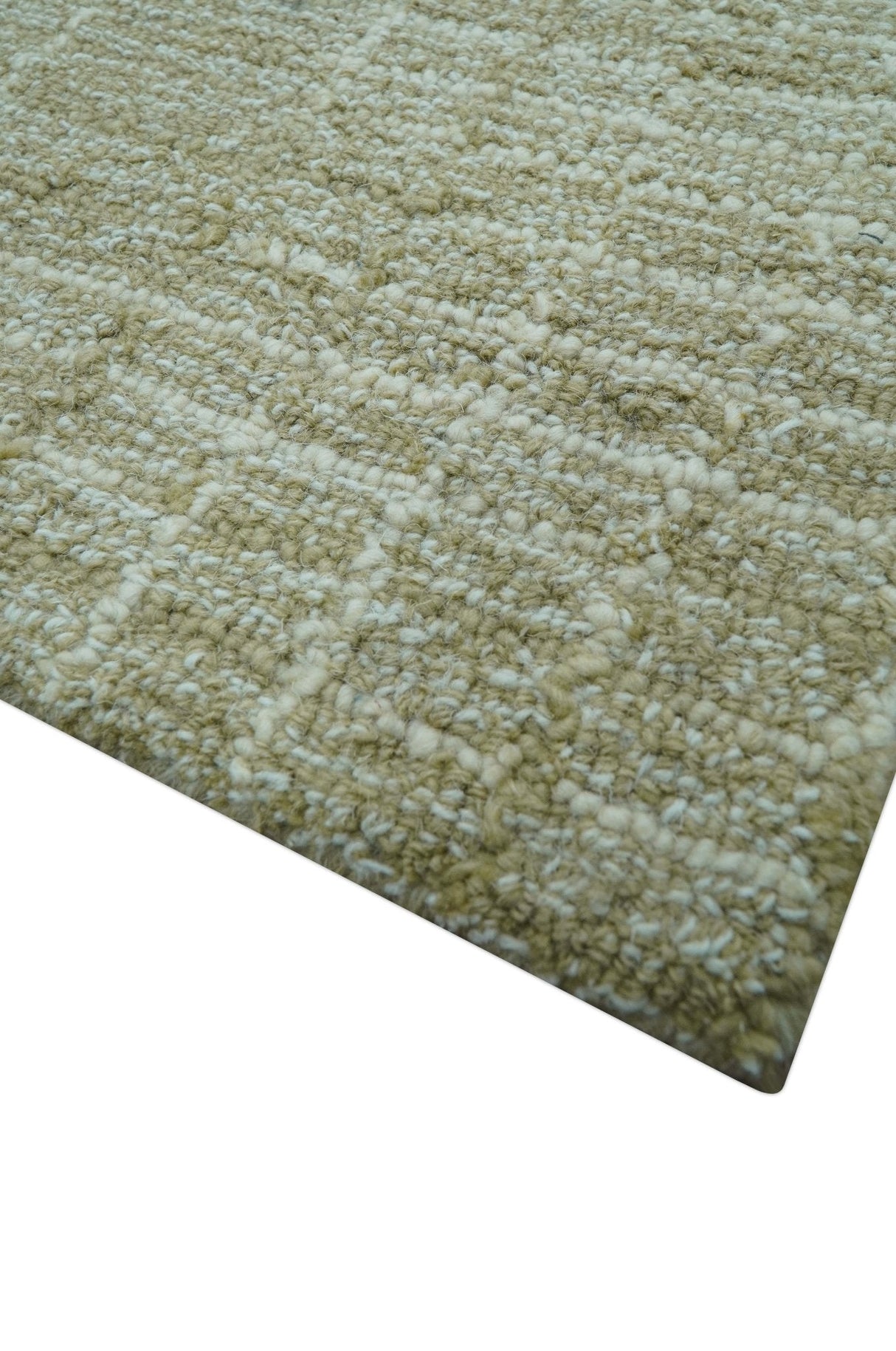Custom Made Modern Geometrical Beige Hand Tufted Wool Area Rug