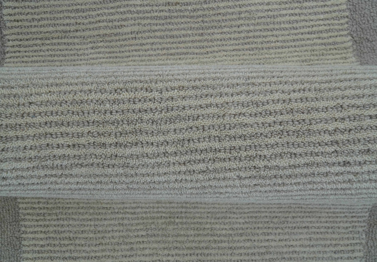 Custom Made Modern Solid Design Gray Hand Tufted Wool Rug