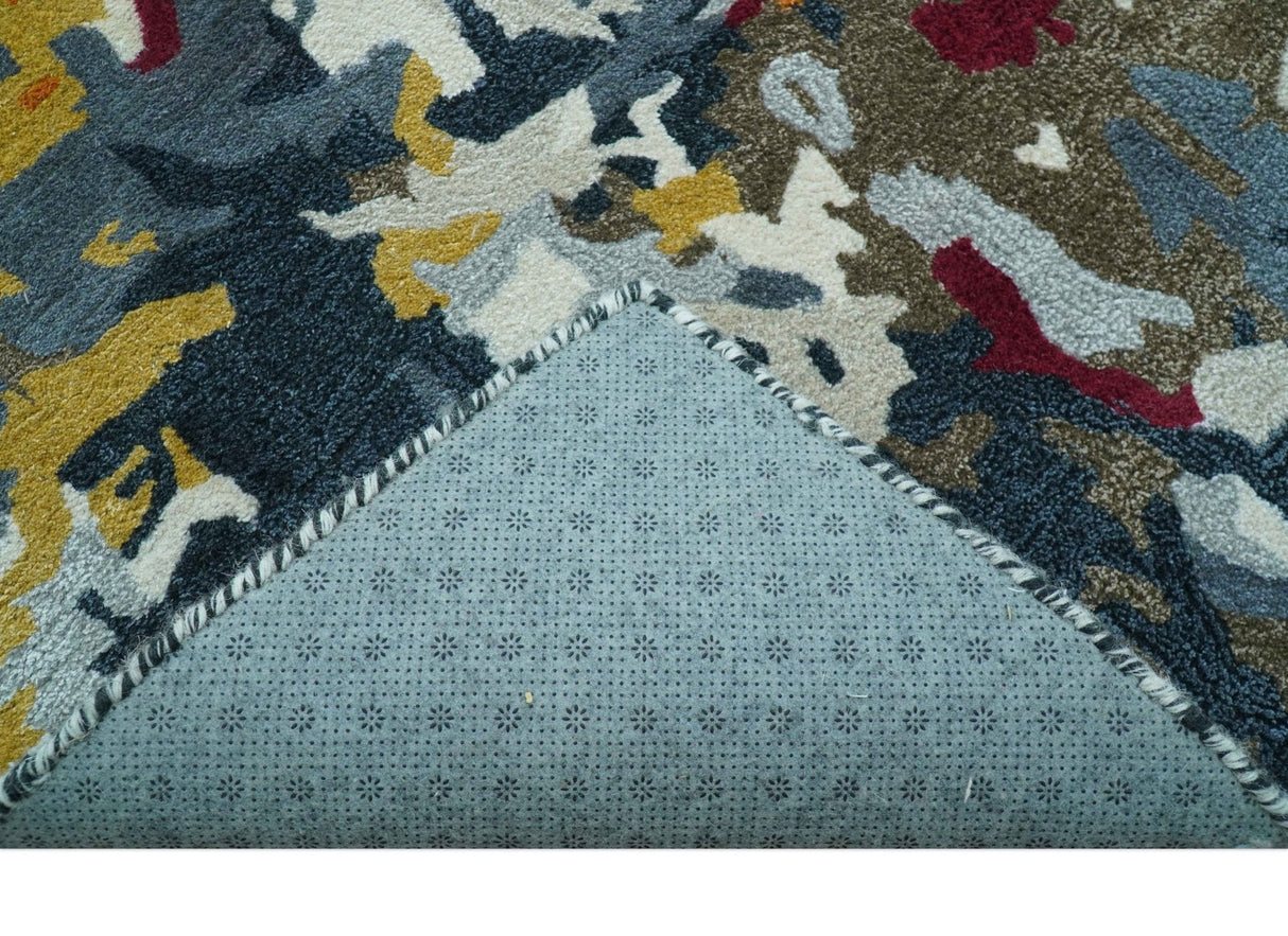 Custom Made Multi-color Modern Abstract Hand Tufted Wool-Art Silk Rug