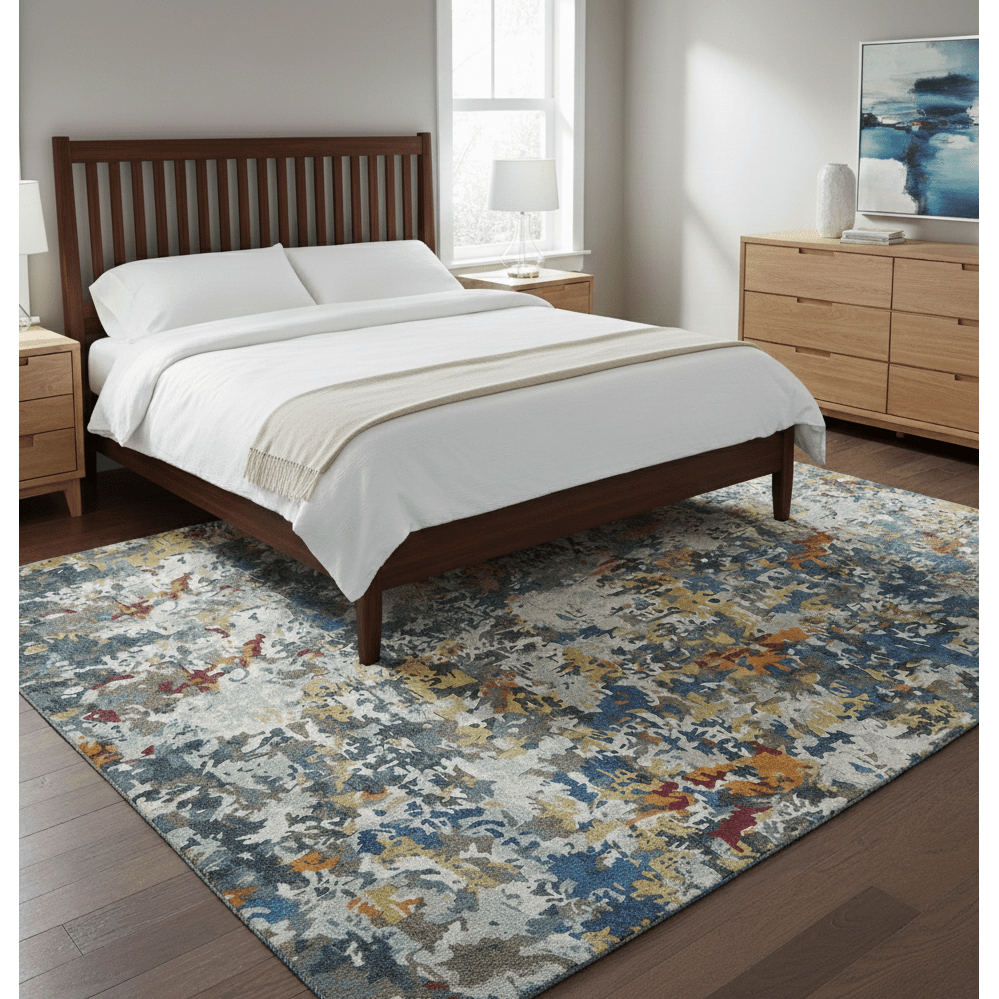 Custom Made Multi-color Modern Abstract Hand Tufted Wool-Art Silk Rug