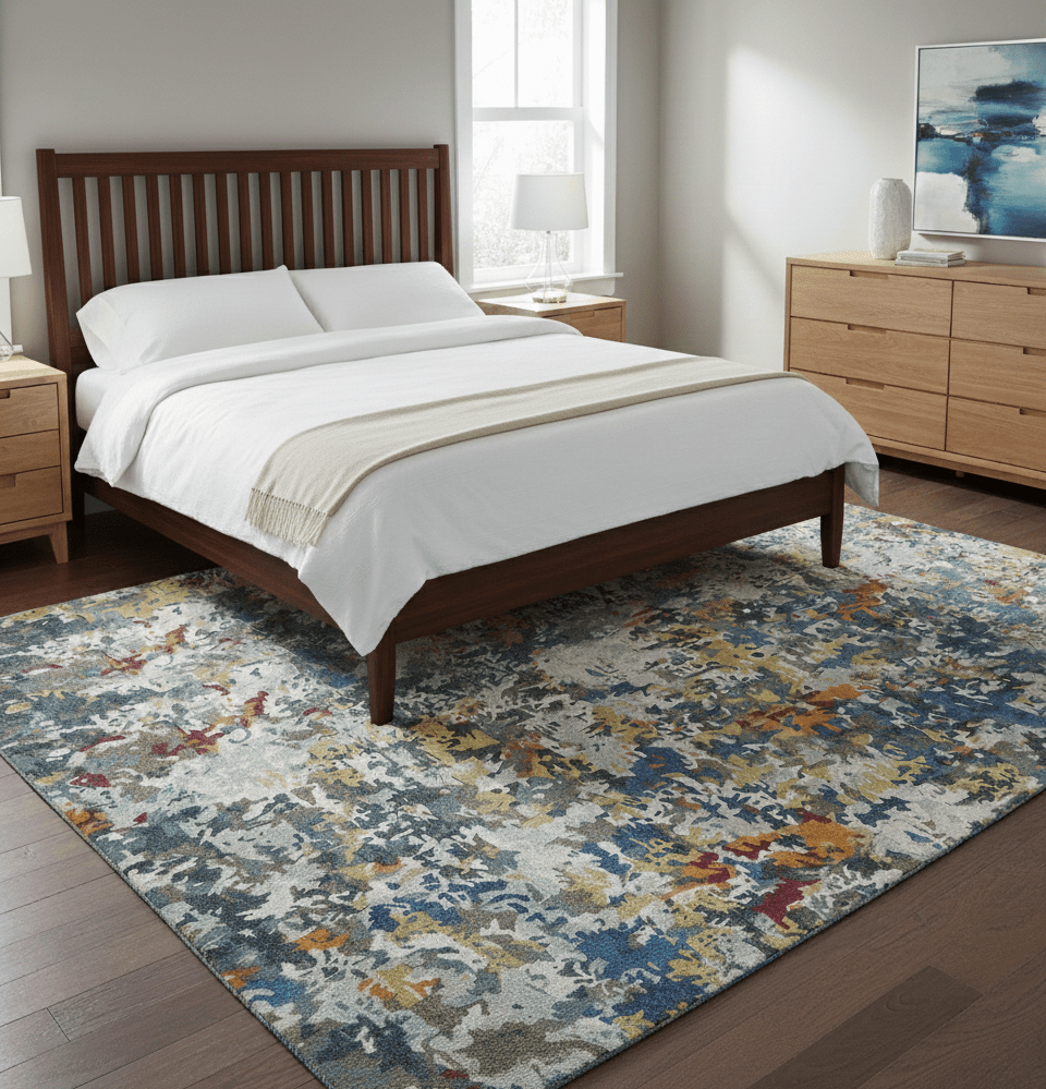 Custom Made Multi-color Modern Abstract Hand Tufted Wool-Art Silk Rug