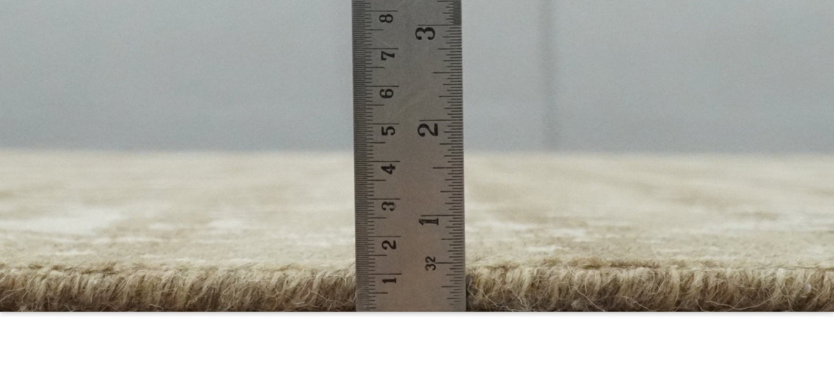 Custom Made Neutral Earthy Brown and Beige Chic Hand Knotted Natural Wool Minimal Area rug-Area Rug-Parc Decor