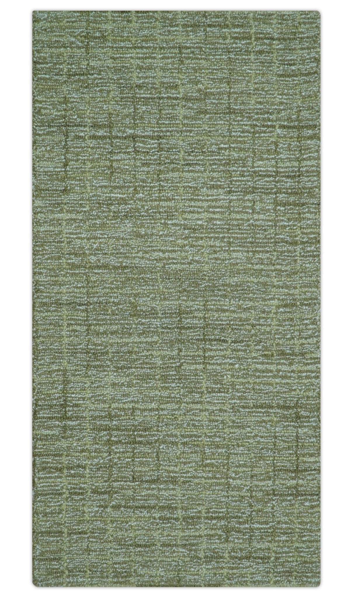Custom Made Olive and Beige Modern Style Hand Tufted Wool Rug