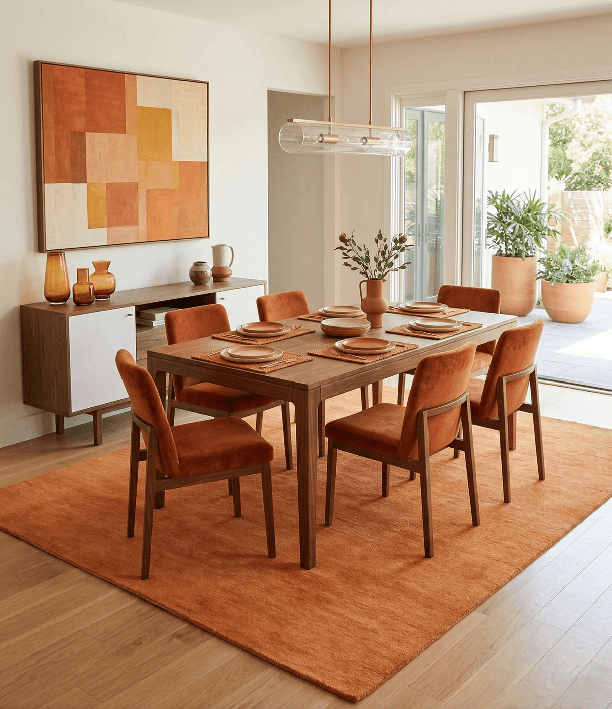 Custom Made orange Solid Woolen Hand Tufted contemporary area Rug