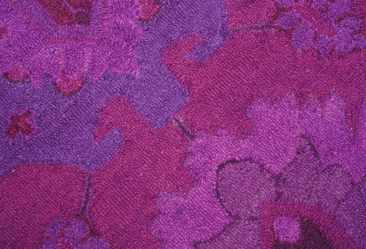 Custom Made Overdyed Traditional Oushak Purple Hand Tufted Wool Area Rug