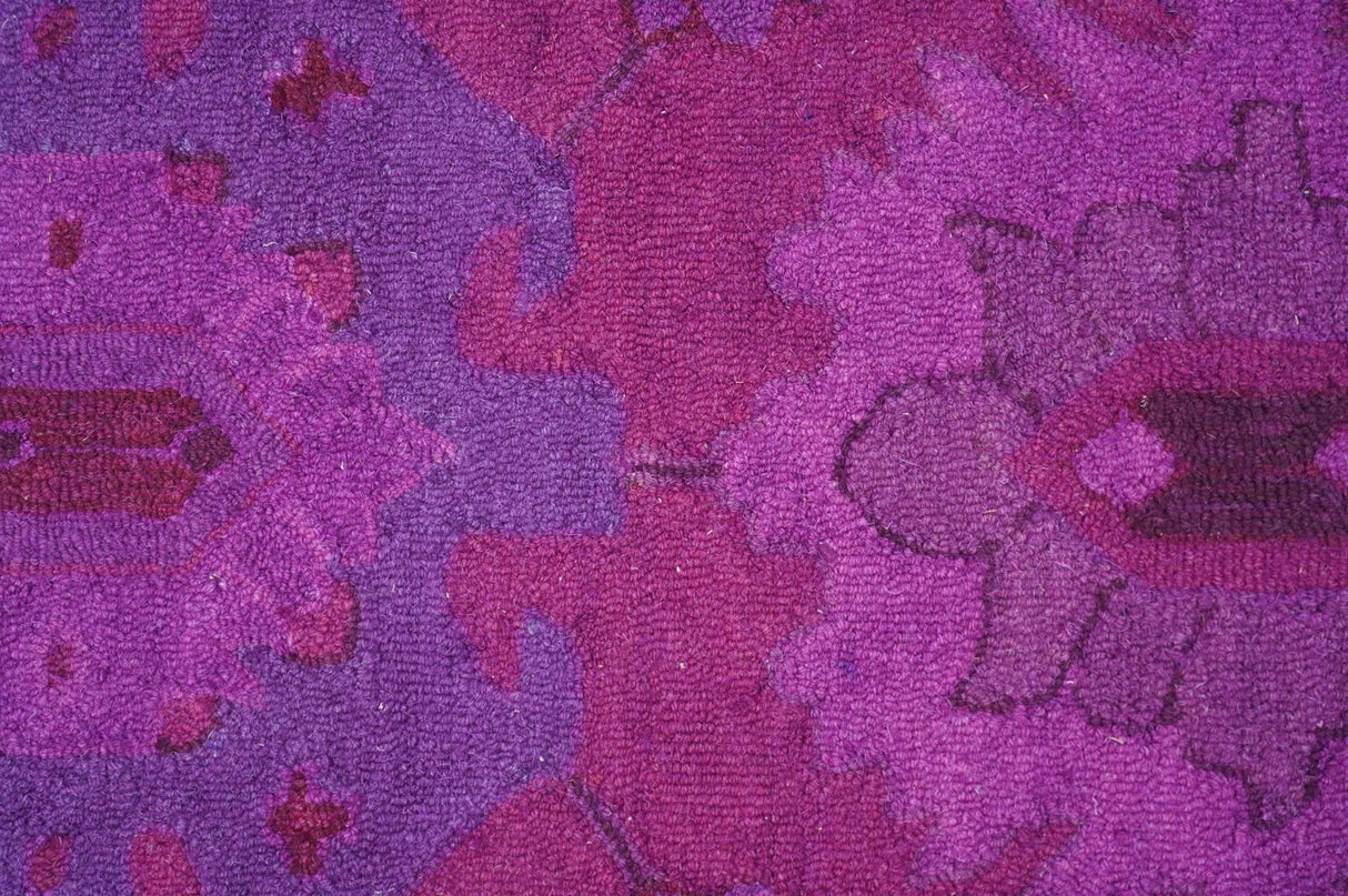 Custom Made Overdyed Traditional Oushak Purple Hand Tufted Wool Area Rug