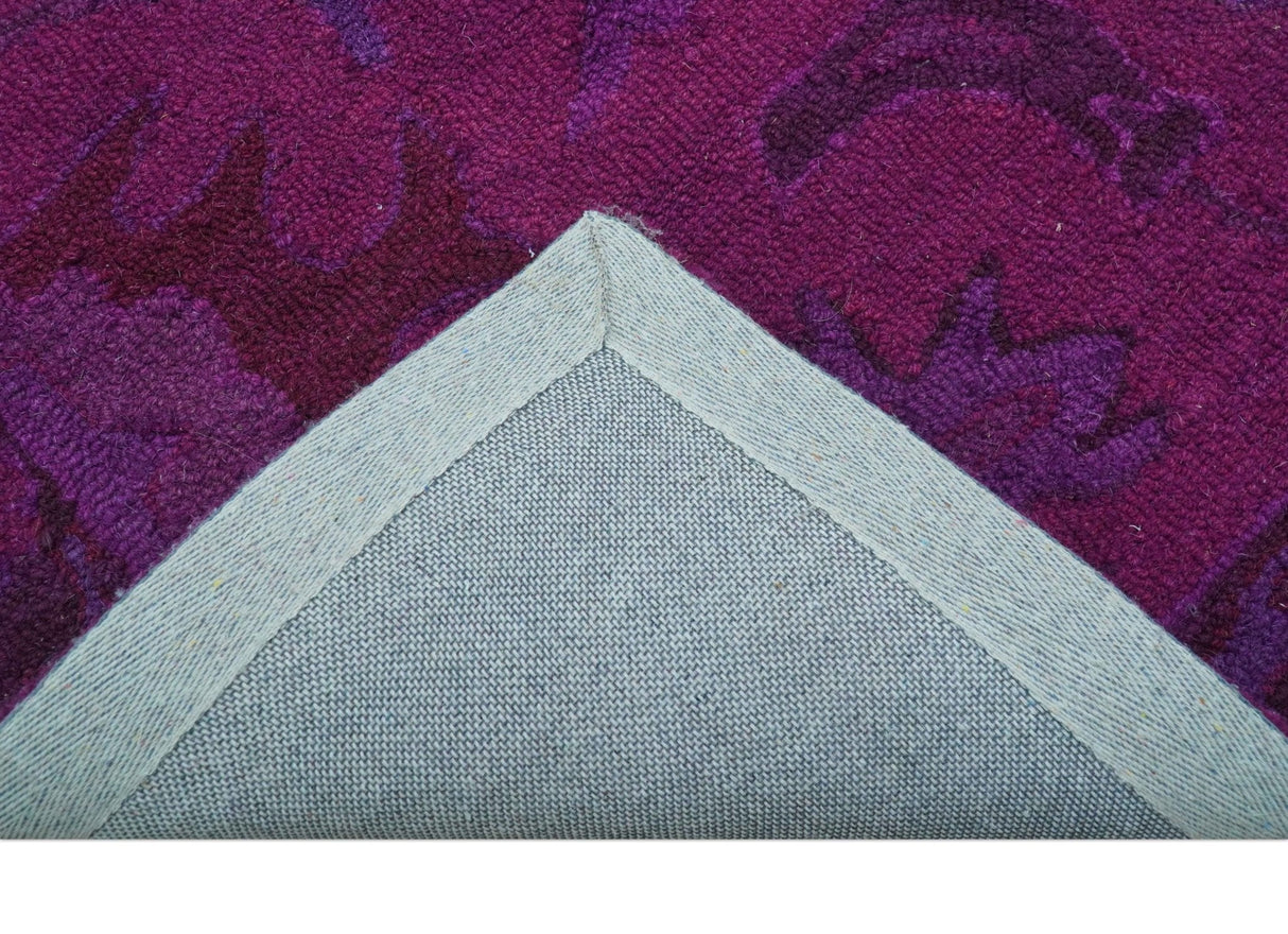 Custom Made Overdyed Traditional Oushak Purple Hand Tufted Wool Area Rug