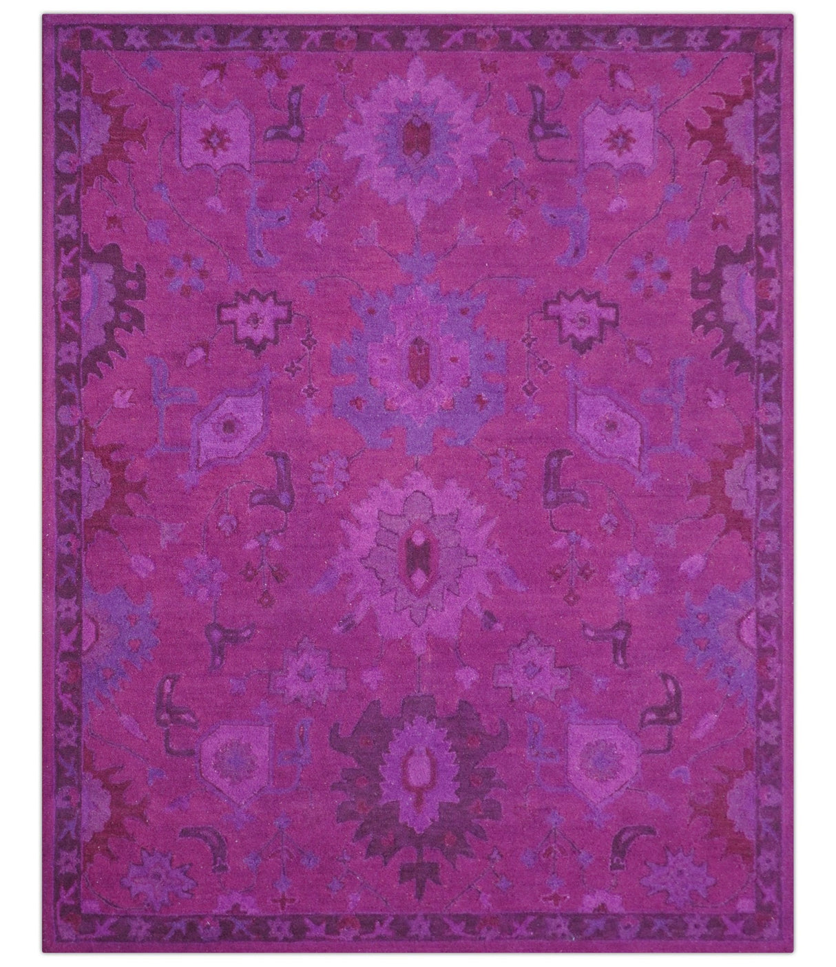 Custom Made Overdyed Traditional Oushak Purple Hand Tufted Wool Area Rug