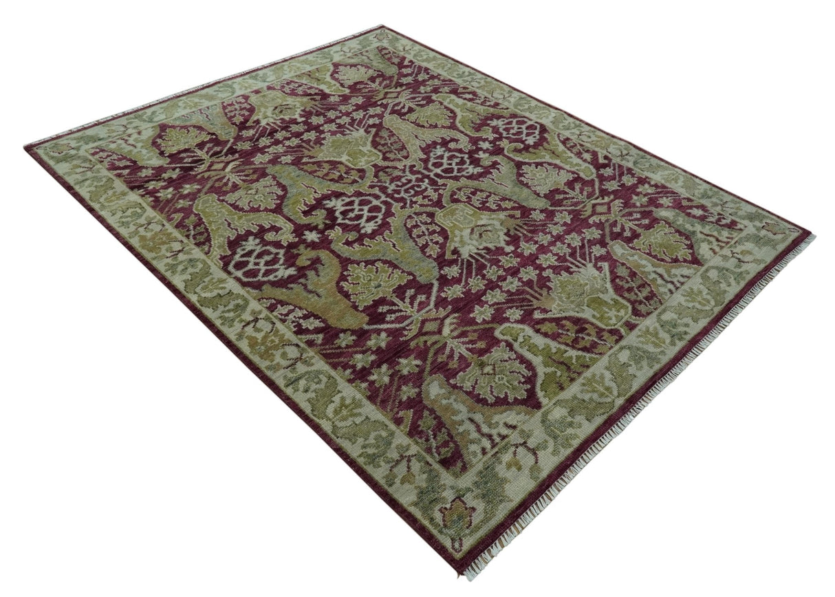 Custom Made Plum and Olive Traditional Dragon Oushak Design Hand knotted wool rug