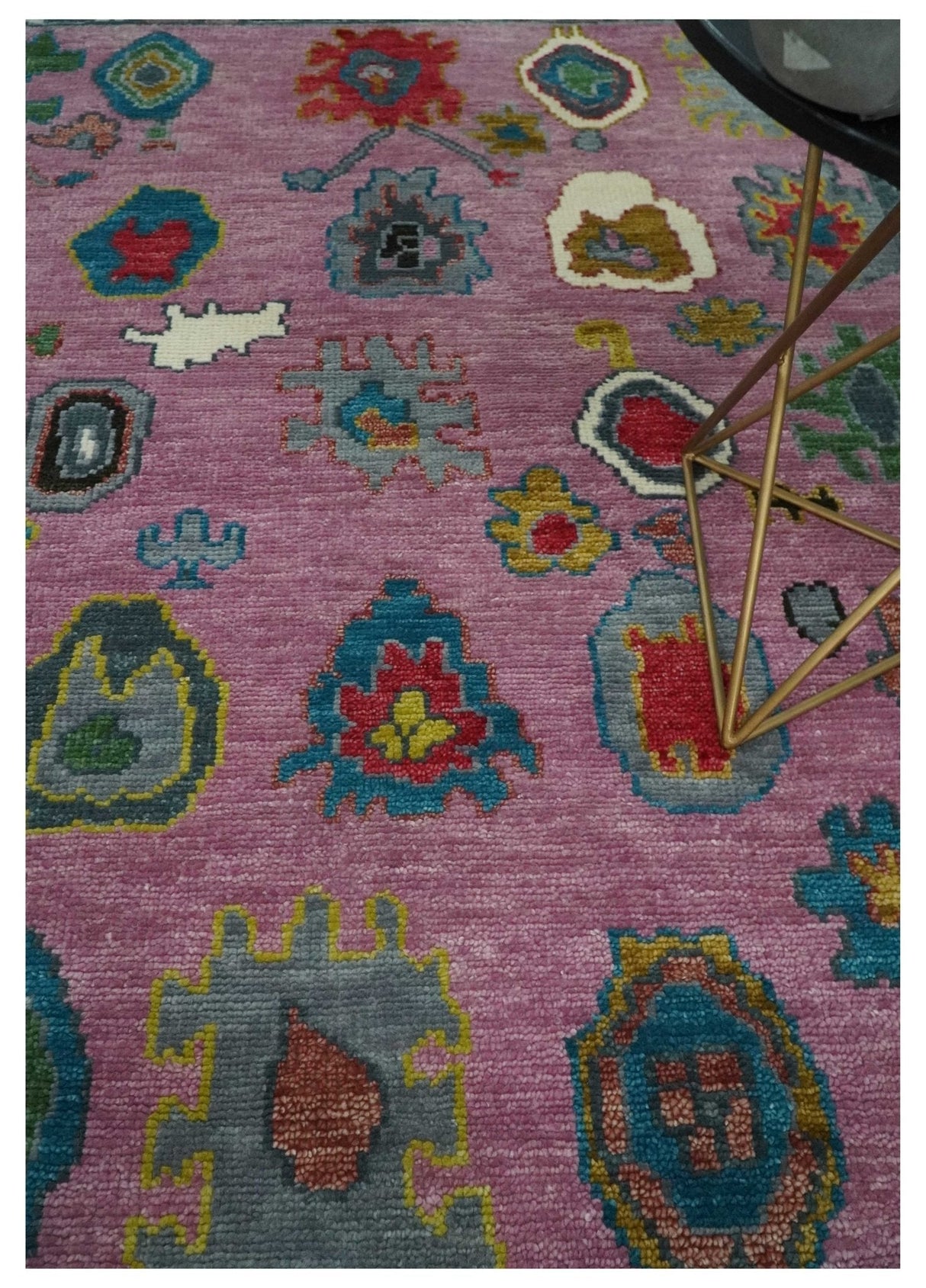 Custom Made Purple and Ivory Hand knotted Traditional Oushak wool Area Rug