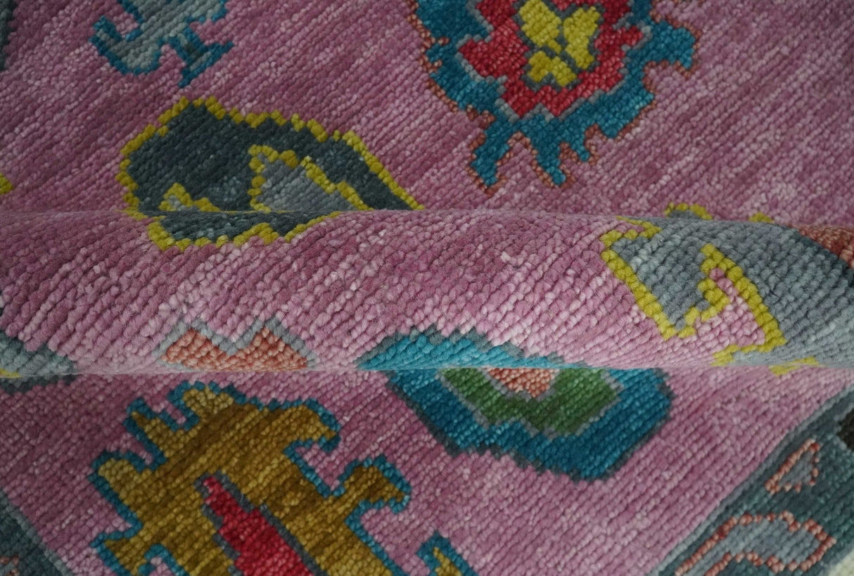 Custom Made Purple and Ivory Hand knotted Traditional Oushak wool Area Rug