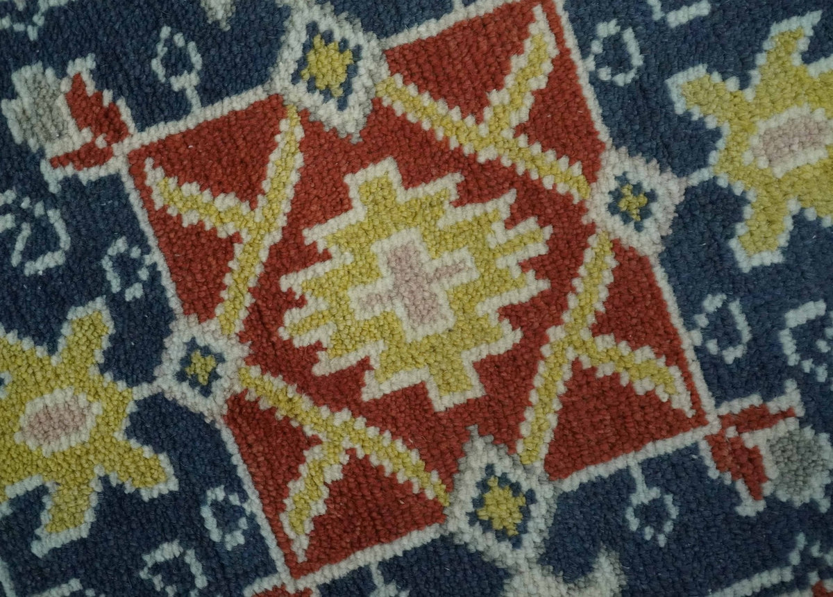 Custom Made Red, Blue, Gray and Mustard Traditional Hand knotted wool Area Rug
